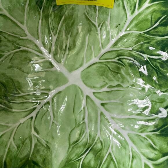 NEW Primrose Vintage Green Cabbage Leaf Melamine Salad Serving Bowl 10" Embossed - Picture 3 of 12
